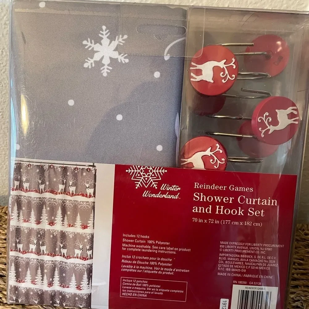 Reindeer Games Shower Curtain and Matching Hooks
